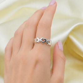ANILLO DE PLATA TODO CORAZÓN CALADO SOLO MEDIDA 14