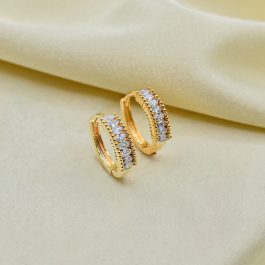 ARGOLLA BAÑO DE  ORO 18K TIPO BAGUET ADELANTE