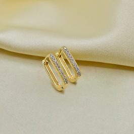 ARGOLLA BAÑO DE ORO 18K TIPO RECTANGULAR ZIRCON POR DELANDE CHICA