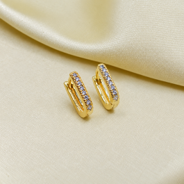 ARGOLLA BAÑO EN ORO 18K TIPO RECTANGULAR ZIRCON POR DELANDE GRANDE
