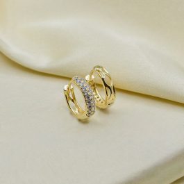 ARGOLLA BAÑO DE ORO 18K 2 FILAS DE ZIRC POR DELANTE/ CALADA GRANDE