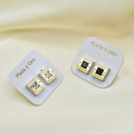 ARO DE PLATA Y ORO DOUBLE ESTILO BVLGARI CUADRADO 9MM