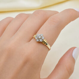 ANILLO DE PLATA Y ORO FRUTILLA TIPO FLOR EN MEDIDA 18