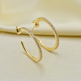ARGOLLA BAÑO DE  ORO 18K PASANTE TODO ZIRCON