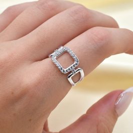 ANILLO DE PLATA CUADRADO MULTISTRASS CALADO SOLO 13 O 14