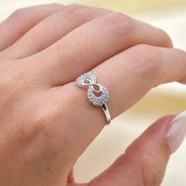 ANILLO DE PLATA INFINITO UNO DENTRO DE OTRO C/ZIRCON