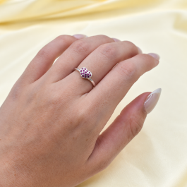ANILLO DE PLATA BAJA CORAZON TIPO FRUTILLA ROJA SOLO MEDIDAS 16 O 18