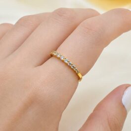 ANILLO BAÑO EN ORO 18K TIPO SIN FIN C/ENGARCE ZIRCON