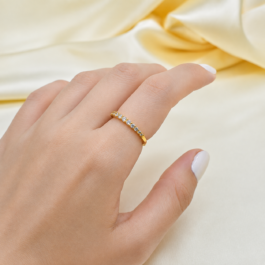 ANILLO BAÑO EN ORO 18K TIPO SIN FIN C/ENGARCE ZIRCON