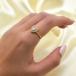 ANILLO BAÑO DE  ORO 18K CORAZON TODO ZIRCON