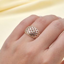 ANILLO DE PLATA BOMBE CALADO TIPO RED SOLO MEDIDAS CHICAS