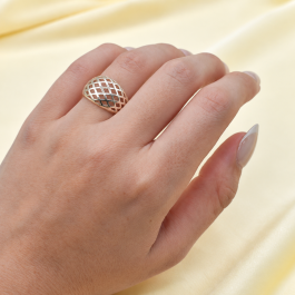 ANILLO DE PLATA BOMBE CALADO TIPO RED SOLO MEDIDAS CHICAS