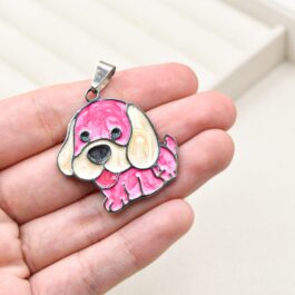 DIJE DE ACERO PERRO ESMALTADO GRANDE