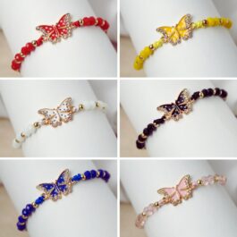 PULSERAS MACRAME Y ACERO DORADO MARIPOSAS