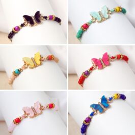 PULSERAS MACRAME Y ACERO DORADO MARIPOSAS