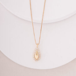 CADENA DE ORO 14K TIPO GOTA LISA C/ZIRCON TIPO MARCO