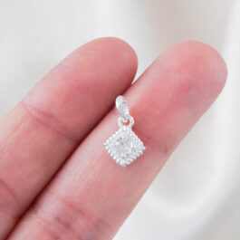 DIJE DE PLATA 925 ROMBO FACETADO C/CUBIC ENGARZADO