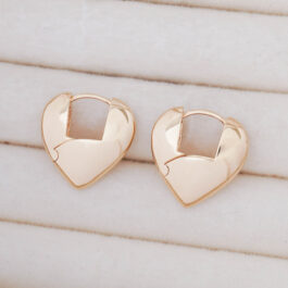 ARO BAÑO DE  ORO 18K BOMBE TIPO CHAPON CORAZON