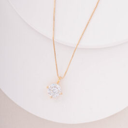 CONJUNTO CADENA Y DIJE ORO 14K CUBIC REDONDO ENGARZADO