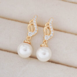 ARO PERLA BAÑO DE ORO 18K SEMI-COLGANTE C/ZIRCON