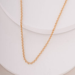 CADENA BAÑO DE  ORO 14K ROLO FINA DE 40CM