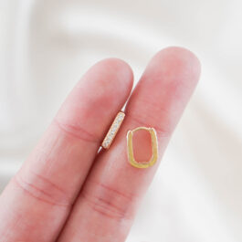 ARGOLLA BAÑO DE ORO 18K TIPO RECTANGULAR ZIRCON POR DELANDE CHICA