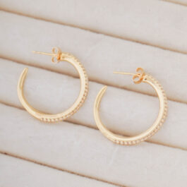 ARGOLLA BAÑO DE  ORO 18K PASANTE TODO ZIRCON
