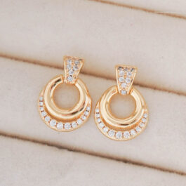 ARO BAÑO DE  ORO 18K TIPO BABERO PASANTE C/ZIRCON