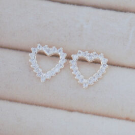 ARO DE PLATA CORAZON MULTI-STRASS ENGARZADO MEDIANO 1CM