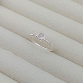 ANILLO DE PLATA CINTILLO ZIRCON/ VIROLA Y BOLITA AL COSTADO