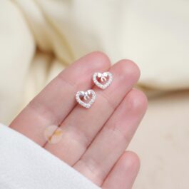AROS EN PLATA CORAZONES CON MOÑO