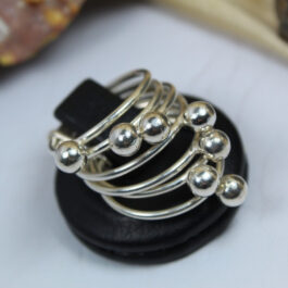 ANILLO DE PLATA 7 AROS C/BOLITAS SOLO MED. 14