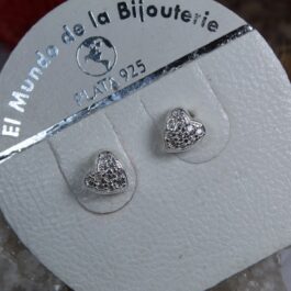 ARO DE PLATA CORAZON ENTERO MULTI -ZIRCON CALADO AL COSTADO