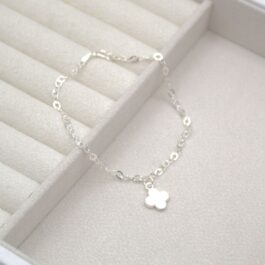 PULSERA DE PLATA ESPEJITO C/1 DIJE DE TREBOL