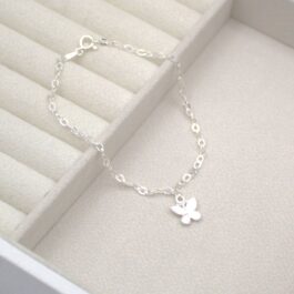 PULSERA DE PLATA ESPEJITO C/1 DIJE DE MARIPOSA