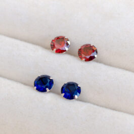 ARO DE PLATA PASANTE CUBIC ROJO O AZUL REDONDO