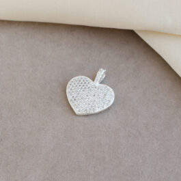 DIJE DE PLATA CORAZON MICROPAVE PASANTE RIGIDO 17MM