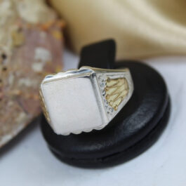 ANILLO DE PLATA Y ORO C/ CORONA PARA GRABAR CUADRADO