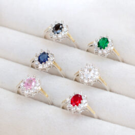 ANILLO DE PLATA Y ORO FLOR CON CUBIC DISPONIBLE SOLO BLANCO EN 20 O 19