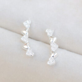 ARO DE PLATA TREPADOR 5 CORAZONES MICROPAVE Y LISO