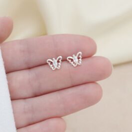AROS EN PLATA MARIPOSAS CALADAS CON CUBIC