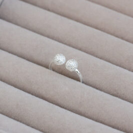 ANILLO DE PLATA DOBLE BOLITA MICROPAVE ADAPTABLE