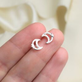 AROS DE PLATA MEDIA LUNITA CON ESTRELLA