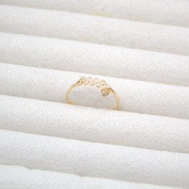 ANILLO BAÑO EN ORO 18K TIPO ZIG-ZAC C/DIJECITO COLGANDO CORAZON