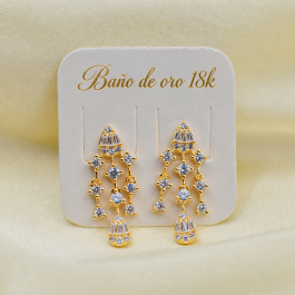 ARO BAÑO DE  ORO 18K TIPO FLECHA SEMI-COLGANTE