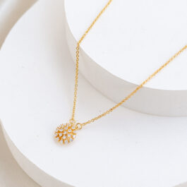 COLLAR BAÑO DE ORO 18K TIPO ERIZO TODO ZIRCON
