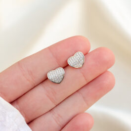 ARO PASANTE PLATA RODINADA CORAZON BOMBE C/ZIRCON
