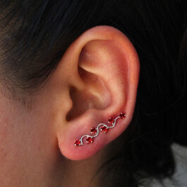 ARO DE PLATA TREPADOR CURVA C/STRASS DE COLOR