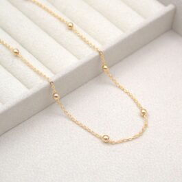 CADENA DE ENCHAPADO AMERICANO ESPEJITO C/BOLITAS 40CM