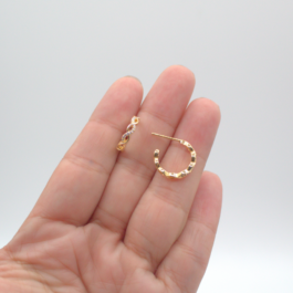 ARO ARGOLLA BAÑO EN  ORO 14K TIPO INFINITO C/ZIRCON PASANTE